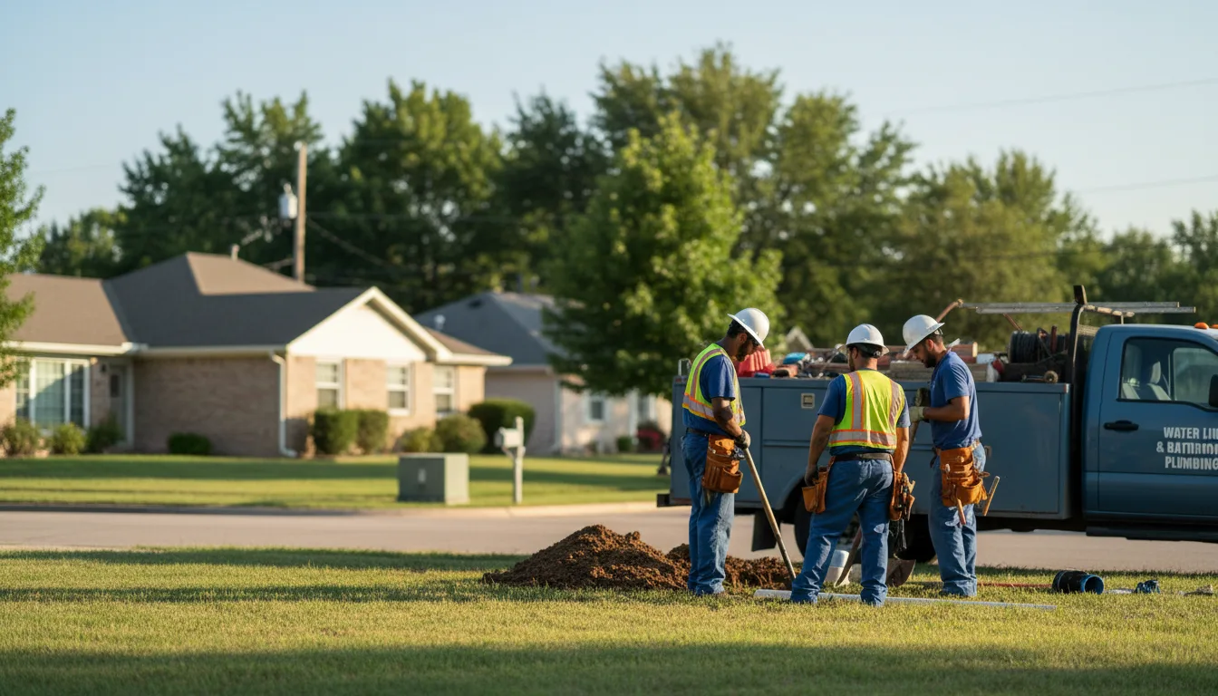 Residential water line and bathroom plumbing service in Noble, OK